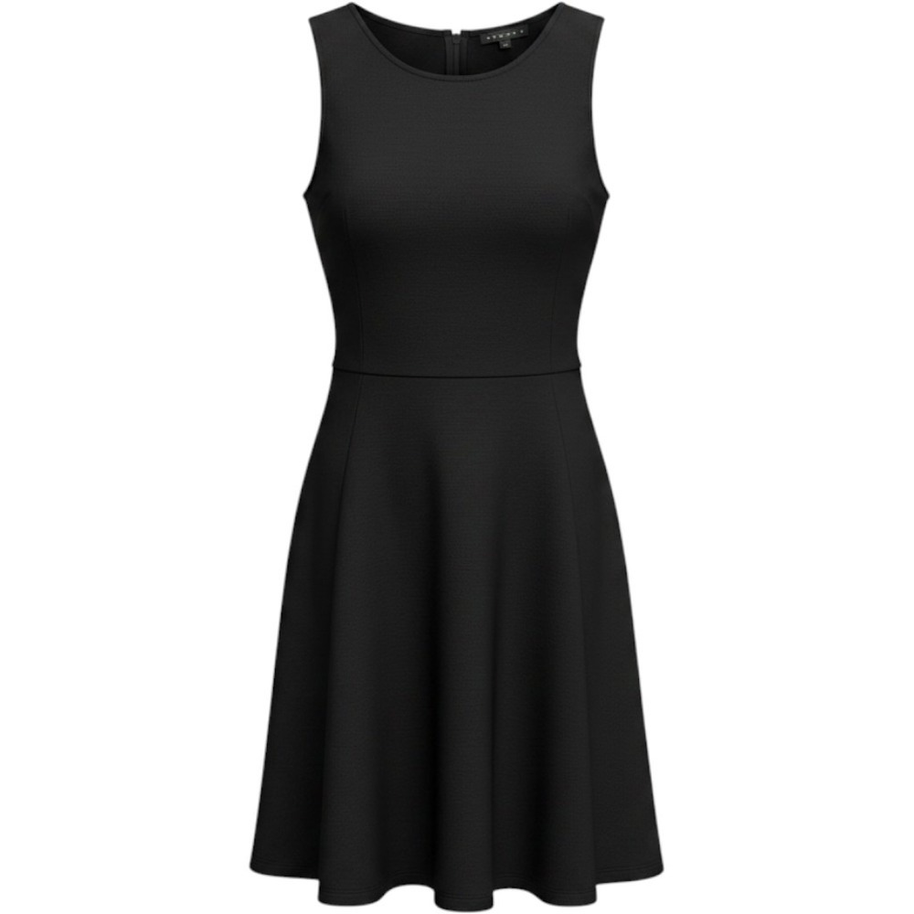 Theory Womens Black Sleeveless Fit and Flare Seamed Mini Dress Size 4
